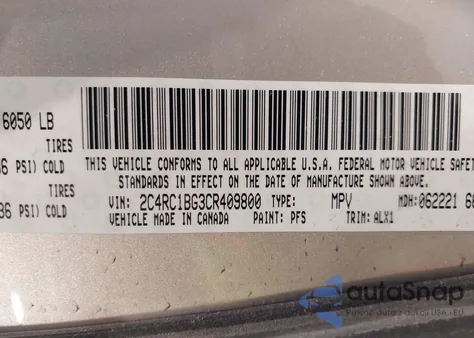 2012 Chrysler Town & Country Touring из США, поврежденный, VIN 2C4RC1BG3CR409800